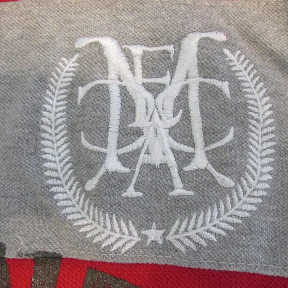 MECCA USA MEN'S SIZE XL POLO SHIRT RED & GRAY STRIPE SHORT SLEEVE - Picture 3 of 7